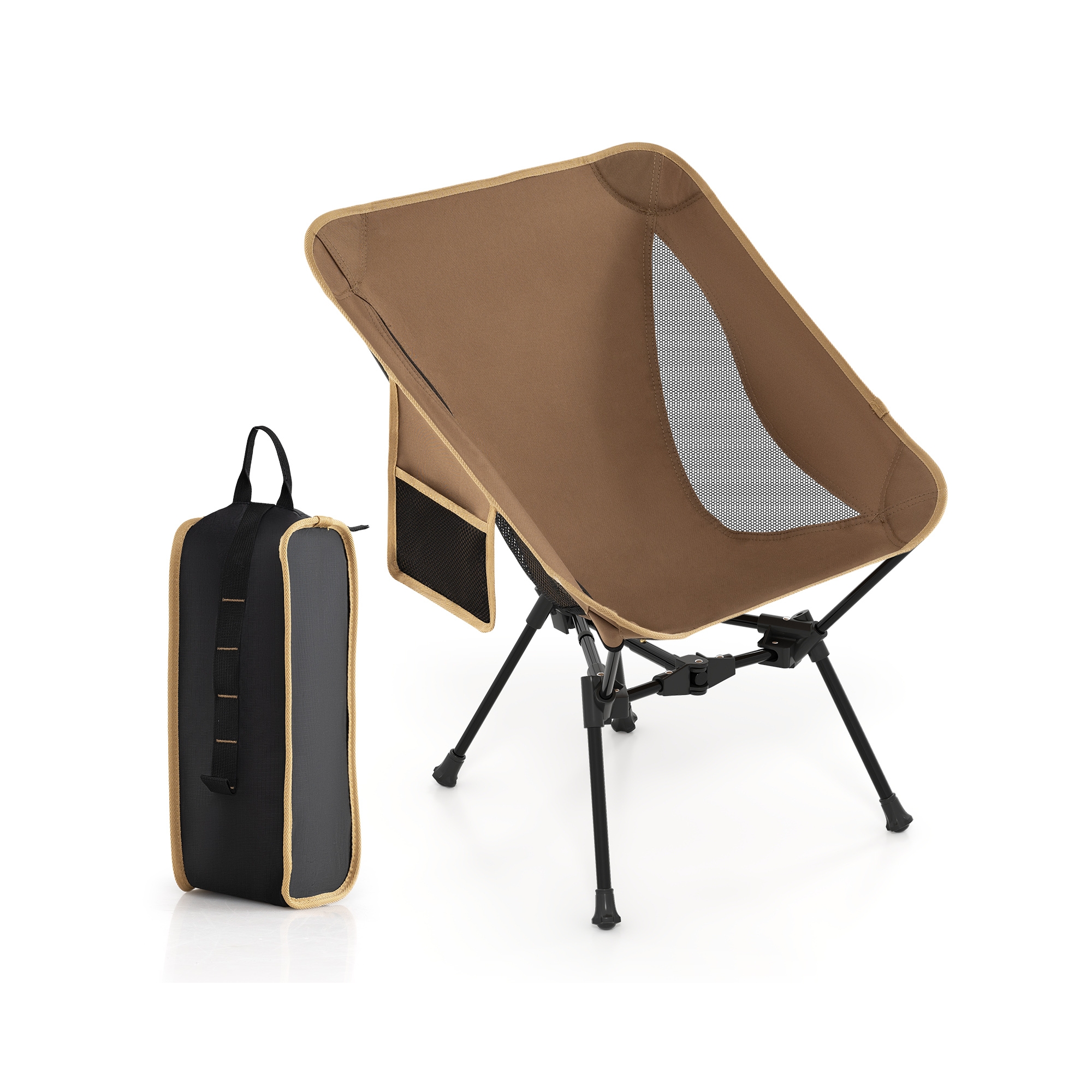 Costway Ultra-Lightweight Camping Chair Portable Lawn Chair w/Triangular Aluminum Frame