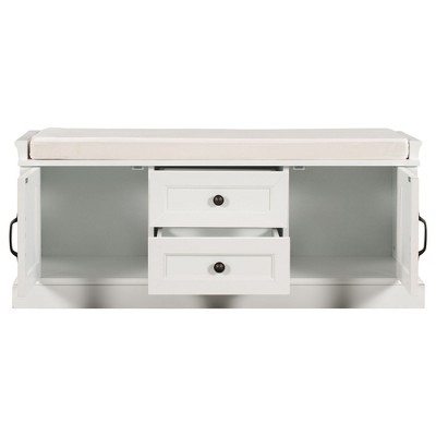 NicBex Modern 42.5" Storage Bench with 2 Drawers and 2 Cabinets for Living Room and Entryway