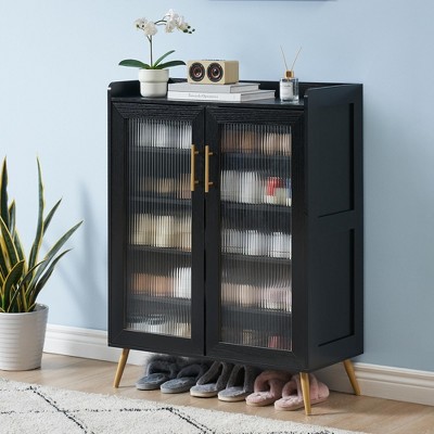 5-Tier Shoe Cabinet with Glass Doors – Entryway Shoe Organizer with Adjustable Shelves for Hallway & Living Room