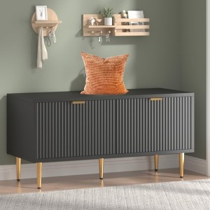 Shoe Storage Bench, 42" Wooden Storage Chest, Loads 300 lb, Easy Assembly, Storage Ottoman Bench for Entryway Bedroom Living Room - 1 of 4