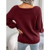Womens Sweater Casual Square Neck Button Cable Knit Pullover Sweater Tops - 2 of 4