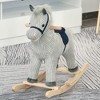 Qaba Kids Rocking Horse, Plush Ride on Horse, Toddler Rocker for 36-72 Months Boys and Girls with Realistic Sounds, Gray - image 2 of 4