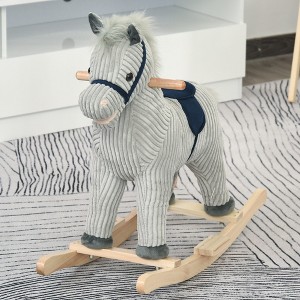 Vynxaria Kids Rocking Horse for Toddler 3-5, Plush Ride on Horse Wooden Rocker,Gray - 1 of 4