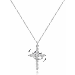 Clotth Rotatable Crown Cross Pendant Necklace, 18k Gold Plated Cross Necklace with Rotatable Crown, Diamond Cross Necklace for Women - 1 of 4
