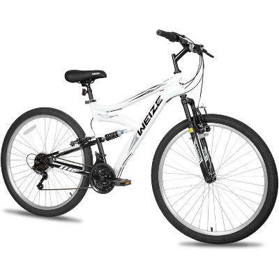 Weize Mountain Bike, 27.5 Inch Cycling MTB 18 Speed, High Carbon Steel Frame with Dual Full Suspension, White Bikes for Adult Men Women