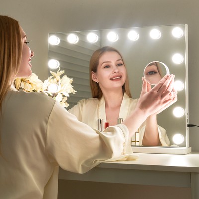 Jonpaul 23×19 Makeup Vanity Mirror with Dimmable 15 LED Lights, Smart  Touch with 3 Colors Adjustment and Charging Station, White-The Pop Home