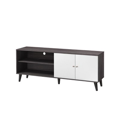 GlasFlength TV Stands and Consoles TV Console Table TV Center TV Stand with Storage Shelves for Living Room, Gray, 63"*15.2"*25.6"