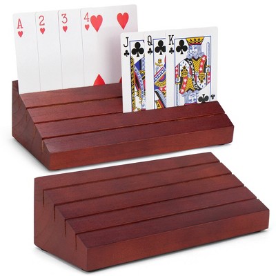 LotFancy Playing Card Holder for Kids, Adults, Seniors, 2 Pack, Wooden Hands Free Card Holders, 6"x3.1"x2.4"