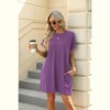 BLUEMING Womens T Shirt Dresses Crew Neck Mini Dresses Casual Short Sleeve Loose Flowy Dress with Pockets - 3 of 4