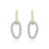 Guili Two Tone with Clear Cubic Zirconia Oval Shaped Drop Earrings - 2 of 3