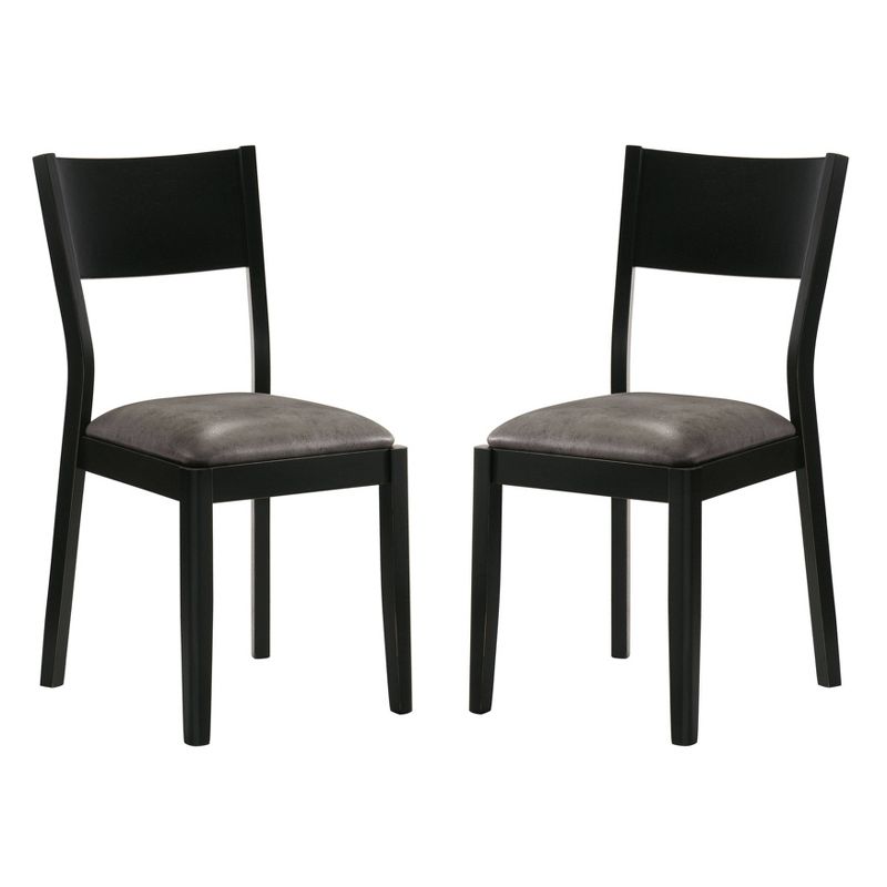 24/7 Shop At Home Set of 2 Bernst Mid-Century Modern Padded Side Chairs Black/Gray, 1 of 8