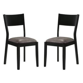 Set of 2 Bernst Mid-Century Modern Padded Side Chairs Black/Gray - miBasics