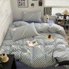 Blue Geometric Duvet Cover Set, 100 Cotton Stripes, Queen, 3 Pieces, Simple Modern Bedding with 2 Pillowcases - 2 of 4