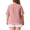 Agnes Orinda Women's Plus Size Round Neck Flounce Sleeve Swiss Dots Double-Layered Blouses - 4 of 4