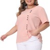 Agnes Orinda Women's Plus Size Lightweight Soft Short Sleeve Round Neck Cotton Linen Casual T-Shirts - 2 of 4