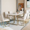 7-Piece Modern Dining Table Set with Faux Marble Table and 6 Upholstered Dining Chairs, White+Golden-ModernLuxe - 2 of 4