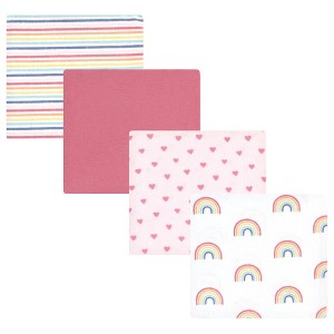 Hudson Baby Infant Girl Cotton Flannel Receiving Blankets, Creative Rainbow, One Size - 1 of 4