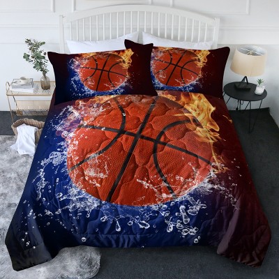 Hachikiko Basketball Comforter Set, Fire & Water Sports Bedding Set with Comforter & 2 Pillowcases for Boys