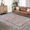 Area Rugs for Living Room - Floral Medallion Washable Rug, Non-Slip Low Pile Carpet for Bedroom - 2 of 4