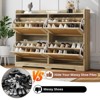 Rattan Shoe Storage Cabinet with 4 Flip Drawers, Hidden Shoe Storage Organizer Cabinet, Wide Freestanding Wood Breathable Shoe Rack Cabinet - 3 of 4