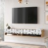 HomeStock Future TV Unit Maze Pine-White UV Print 70 inches Floating Entertainment Center Console with Storage Shelves & Doors - 4 of 4
