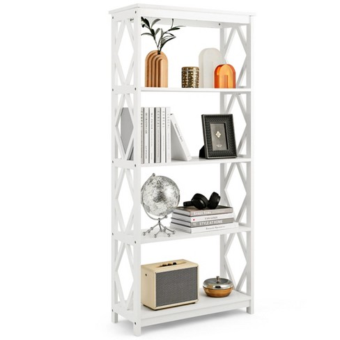 Costway 2 Pcs 3-tier Wood Bookshelf Display Storage Rack For Small Spaces  White/rustic Brown : Target