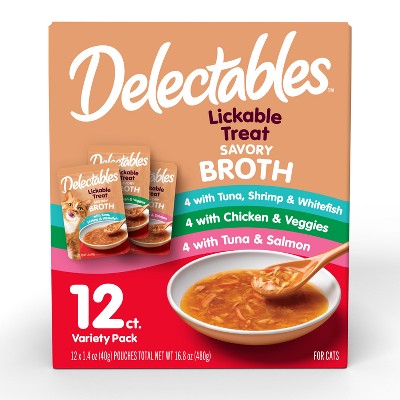 Hartz Broths Tuna, Salmon, Shrimp, Whitefish, Vegetable and Chicken Cat Treats - 12ct