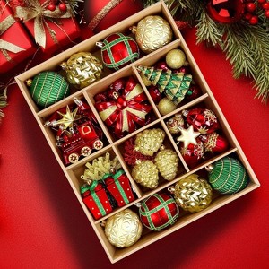 82pcs Christmas Balls Ornaments Set, Delightful Classic Gift Set, Shatterproof Plastic Decor for Xmas Tree Holiday Wedding Party - 1 of 4