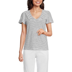 Lands' End Women's Slub Flutter Sleeve V-Neck T-Shirt - 1 of 4