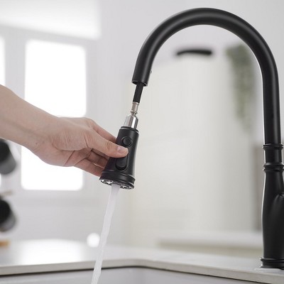 Matte Black High-Arc Single Handle Pull-Down Sprayer Kitchen Faucet