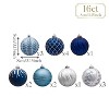 Aoibox 16 Piece Navy Blue and Silver Shatterproof Christmas Ornaments Set 3.15 Inch Plastic Ball Tree Decorations for Holiday Decor - 3 of 4