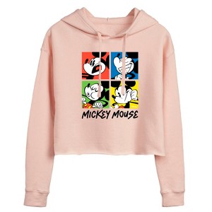 Women's - Disney - Mickey Colorblock Grid Cropped Graphic Hoodie - 1 of 3