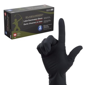 Dynarex 2322 Black Latex Exam Glove Powder Free Medium (Box of 100) - 1 of 4
