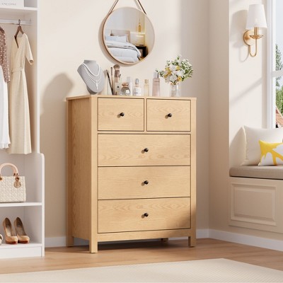 5 Drawer Dresser for Bedroom, Modern Tall Dresser Organizer with Storage Drawers