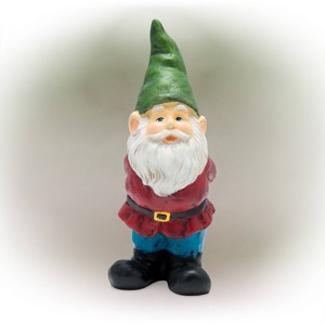 11" Polyresin Bearded Garden Gnome Statue with Hat Green - Alpine Corporation - 1 of 4