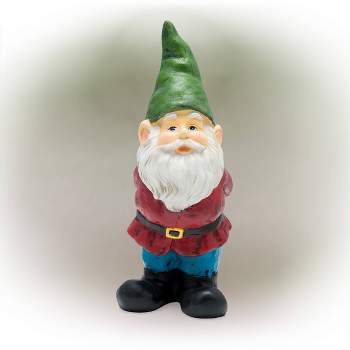 11" Polyresin Bearded Garden Gnome Statue with Hat Green - Alpine Corporation