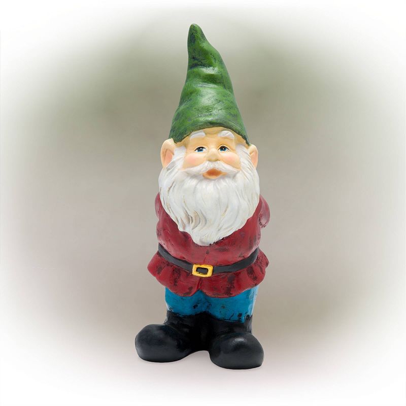11&#34; Polyresin Bearded Garden Gnome Statue with Hat Green - Alpine Corporation, 1 of 8