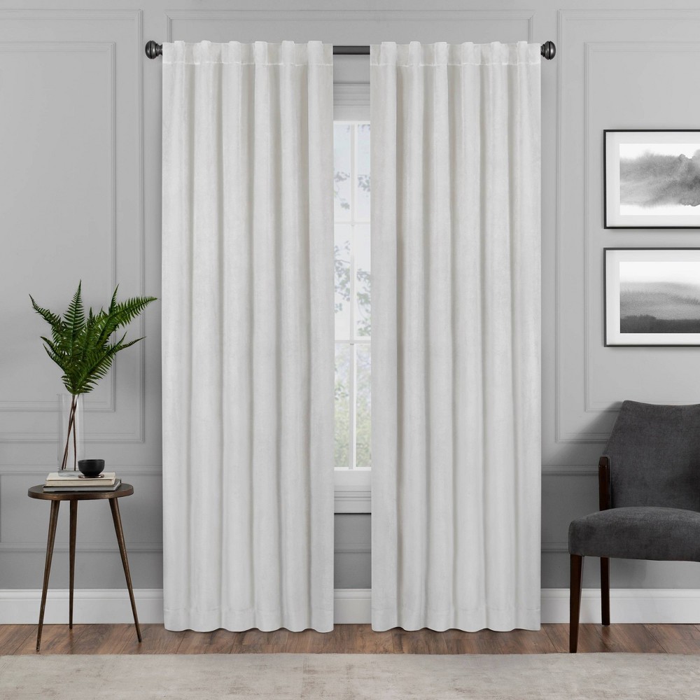 Photos - Curtains & Drapes Eclipse 108"x50" Harper Velvet Absolute Zero Blackout Window Panel White  