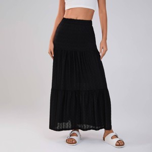 Women's Solid Elastic Waist Ruffle Hem Tiered Maxi Skirt - Wild Fable™ - 1 of 4