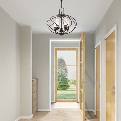 Olde Bronze 5-Light Chandelier with Hand Blown Satin White Glass
