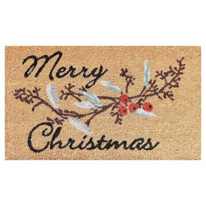 HomeRoots 17" X 29" Natural And Brown Merry Christmas Outdoor Coir Door Mat - 1 of 4