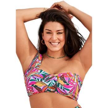 Swimsuits for All Women's Plus Size One Shoulder Bandeau Bikini Top
