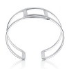 Guili Sterling Silver Sleek Modern White Gold Plated Cuff Bracelet, Minimalist and Timeless for Formal, Casual, or Office Ensembles - 2 of 3