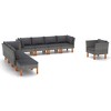 vidaXL Outdoor Patio Lounge Set of 9 - PE Rattan, Powder-Coated Steel and Eucalyptus Wood, with Removable Cushions - Gray/Anthracite - 2 of 4