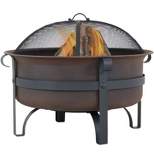 Sunnydaze Outdoor Camping or Backyard Large Round Cauldron Fire Pit Bowl with Log Poker and Spark Screen - 29"