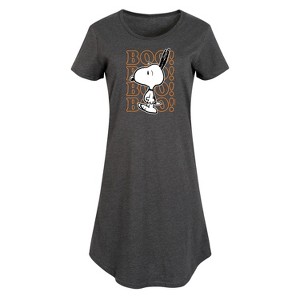 Women's Peanuts Boo Snoopy Scared Graphic T-shirt Dress - Heather Charcoal - 4X - 1 of 4