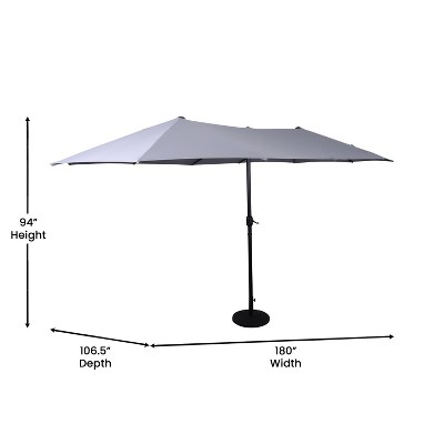 Gray 15 FT Triple Head Patio Umbrella with Crank and Tilt Function