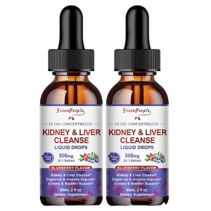 (2 Pack) 27-in-1 Kidney & Liver Support Liquid Drops, 20:1 Cranberry Extract, Blueberry Flavor - Non-GMO(120ml) - 1 of 4