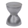 Royal Hampton Industrial Style Hammered Texture Iron Stool with Hourglass Shaped Body - - 4 of 4