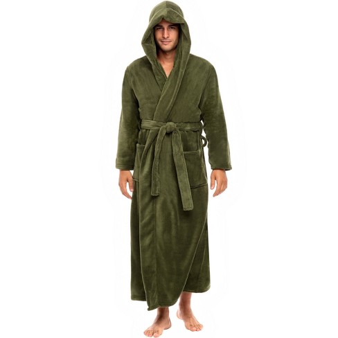 Men's Warm Winter Plush Hooded Bathrobe, Full Length Fleece Robe With Hood  : Target